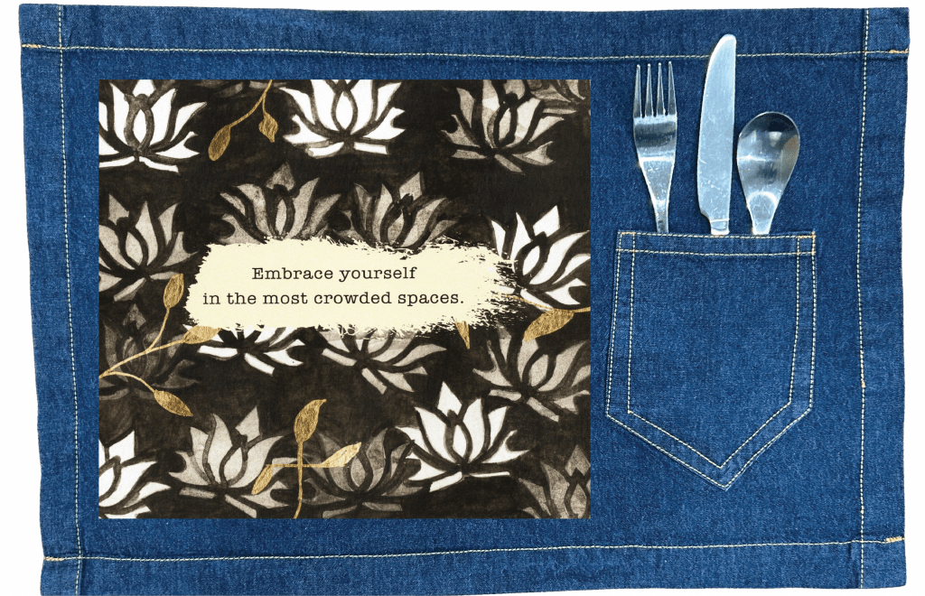 BE YOURSELF by CANVAS and QUOTATIONS custom denim jacket by DenimINK