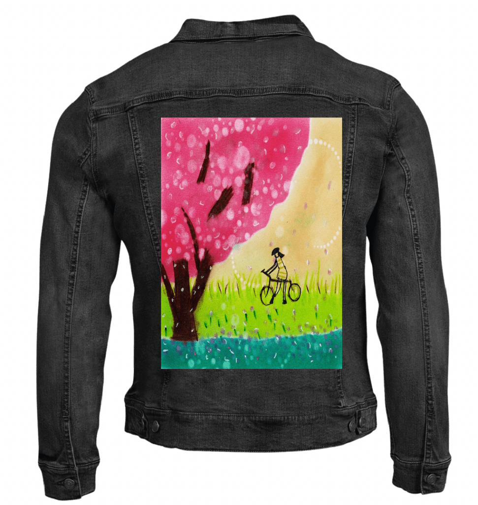 BIKE RIDE by CANVAS and QUOTATIONS custom denim jacket by DenimINK