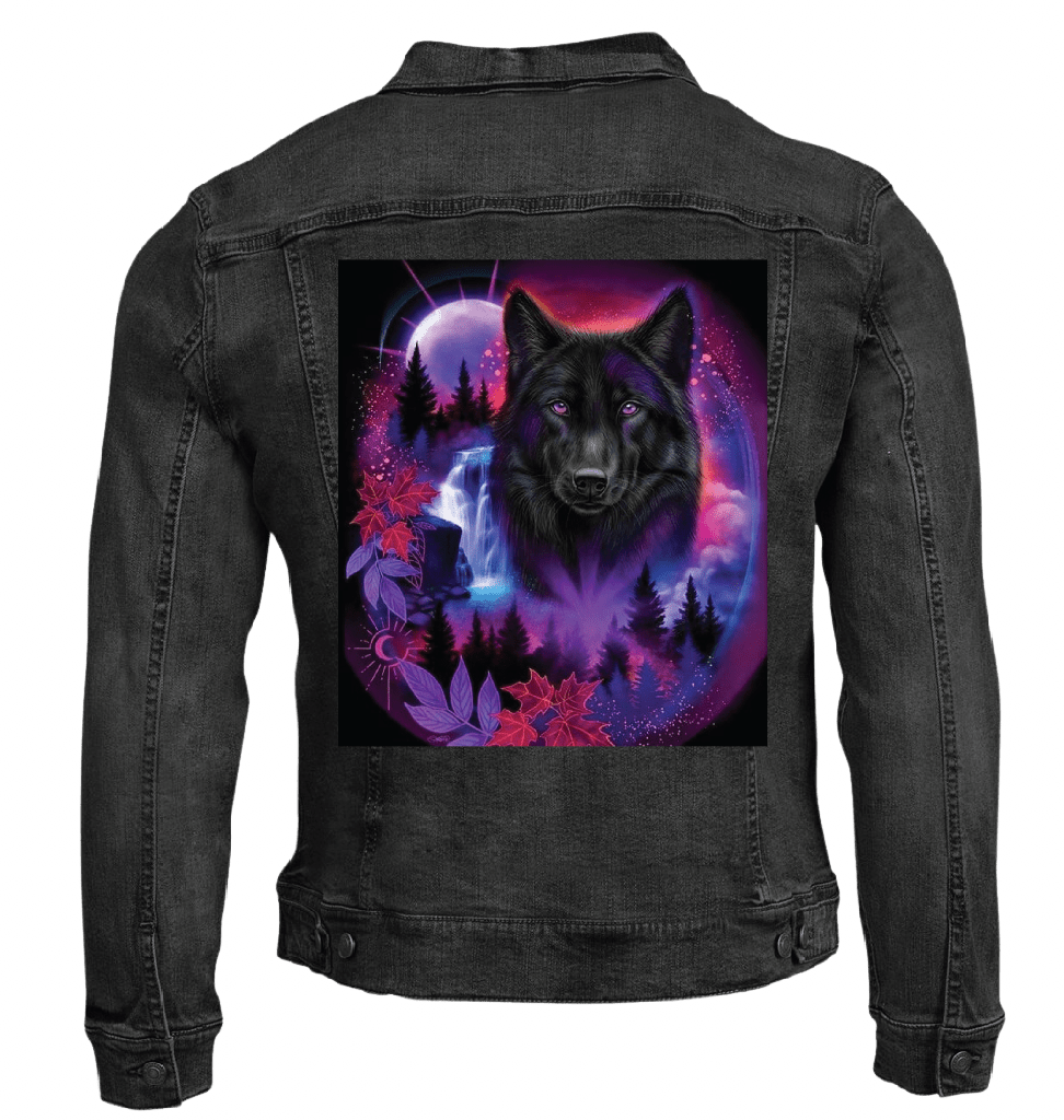 BLACK WOLF SPIRIT with background by SHEENA PIKE