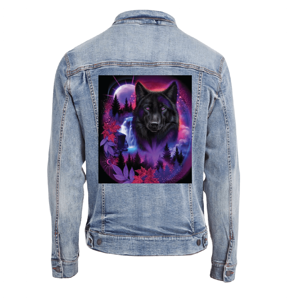 BLACK WOLF SPIRIT with background by SHEENA PIKE