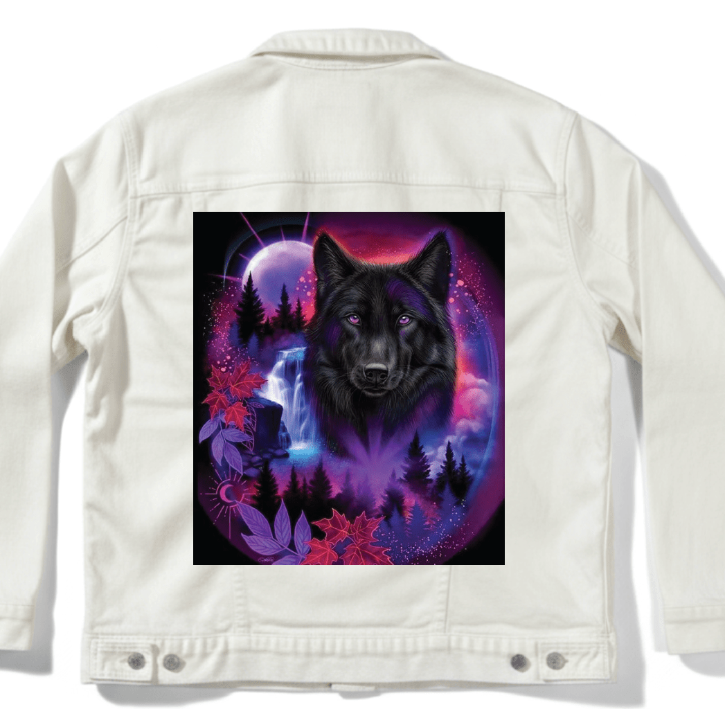 BLACK WOLF SPIRIT with background by SHEENA PIKE