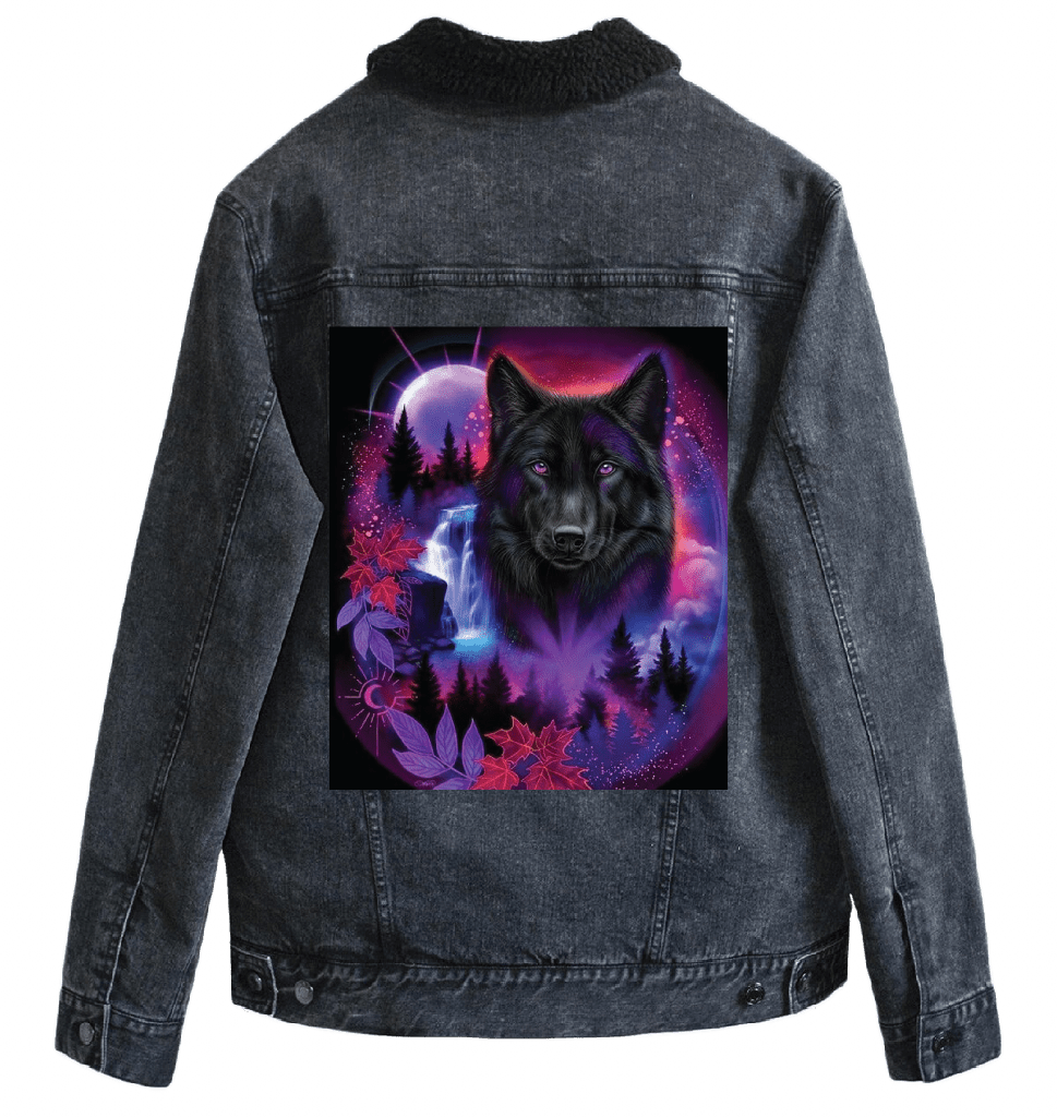 BLACK WOLF SPIRIT with background by SHEENA PIKE