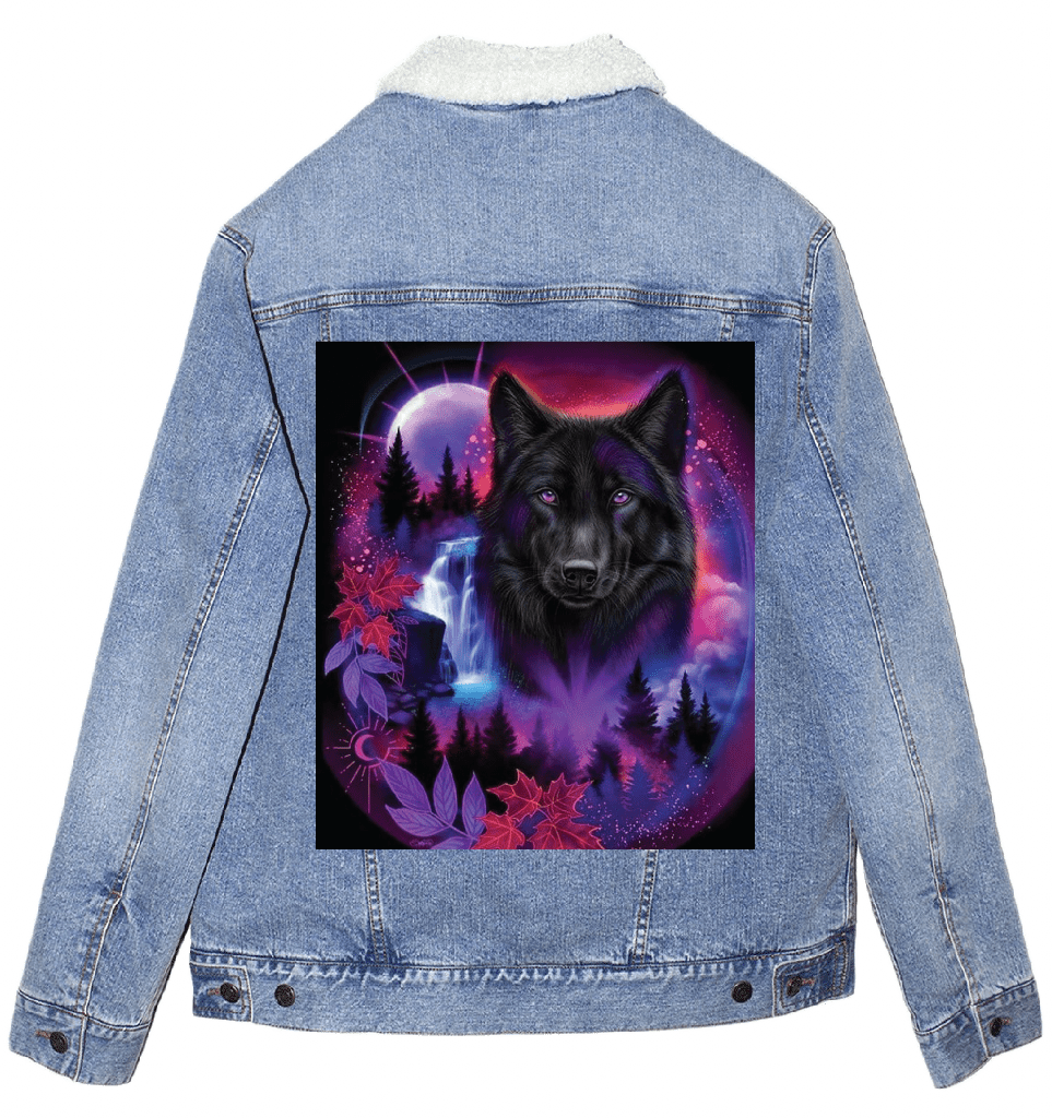 BLACK WOLF SPIRIT with background by SHEENA PIKE