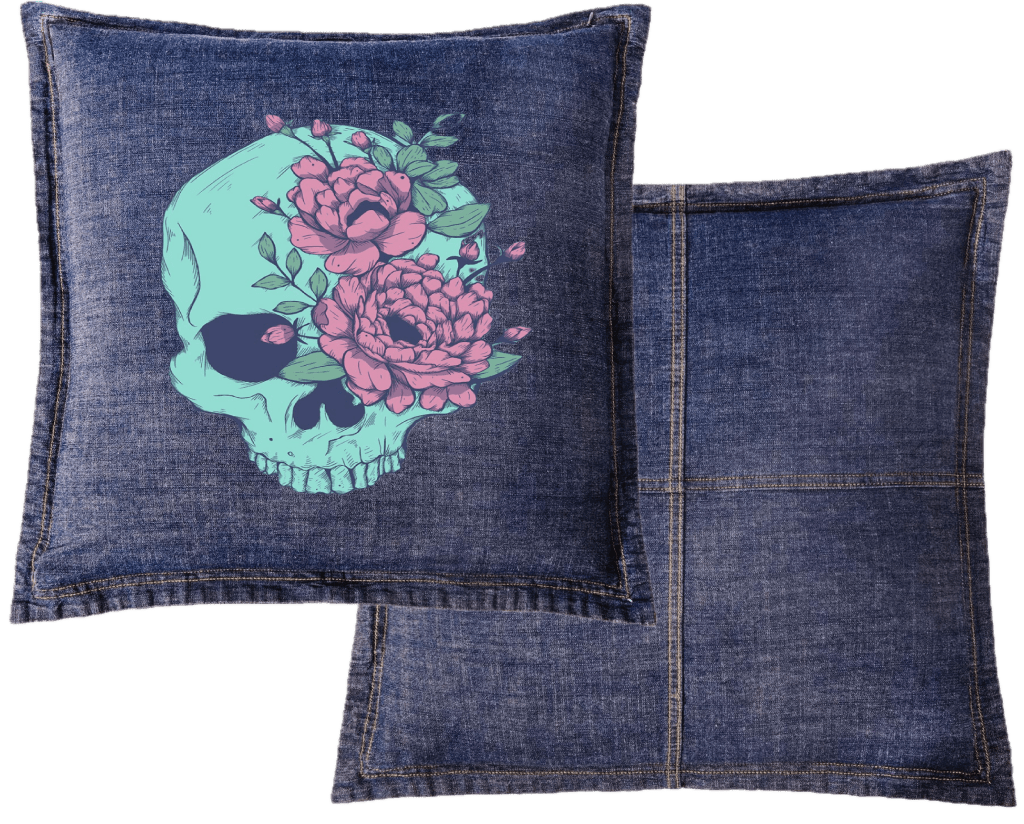 BLUE FLORAL SKULL by JESS ADAMS custom denim jacket by DenimINK
