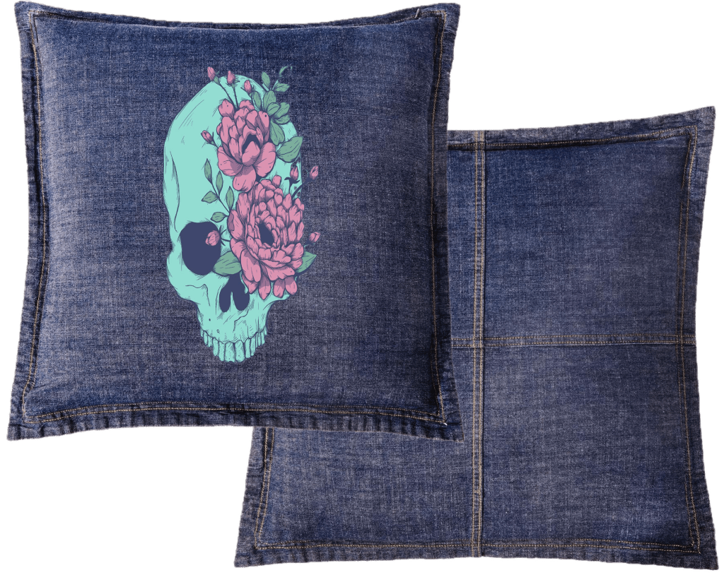 BLUE FLORAL SKULL by JESS ADAMS custom denim jacket by DenimINK