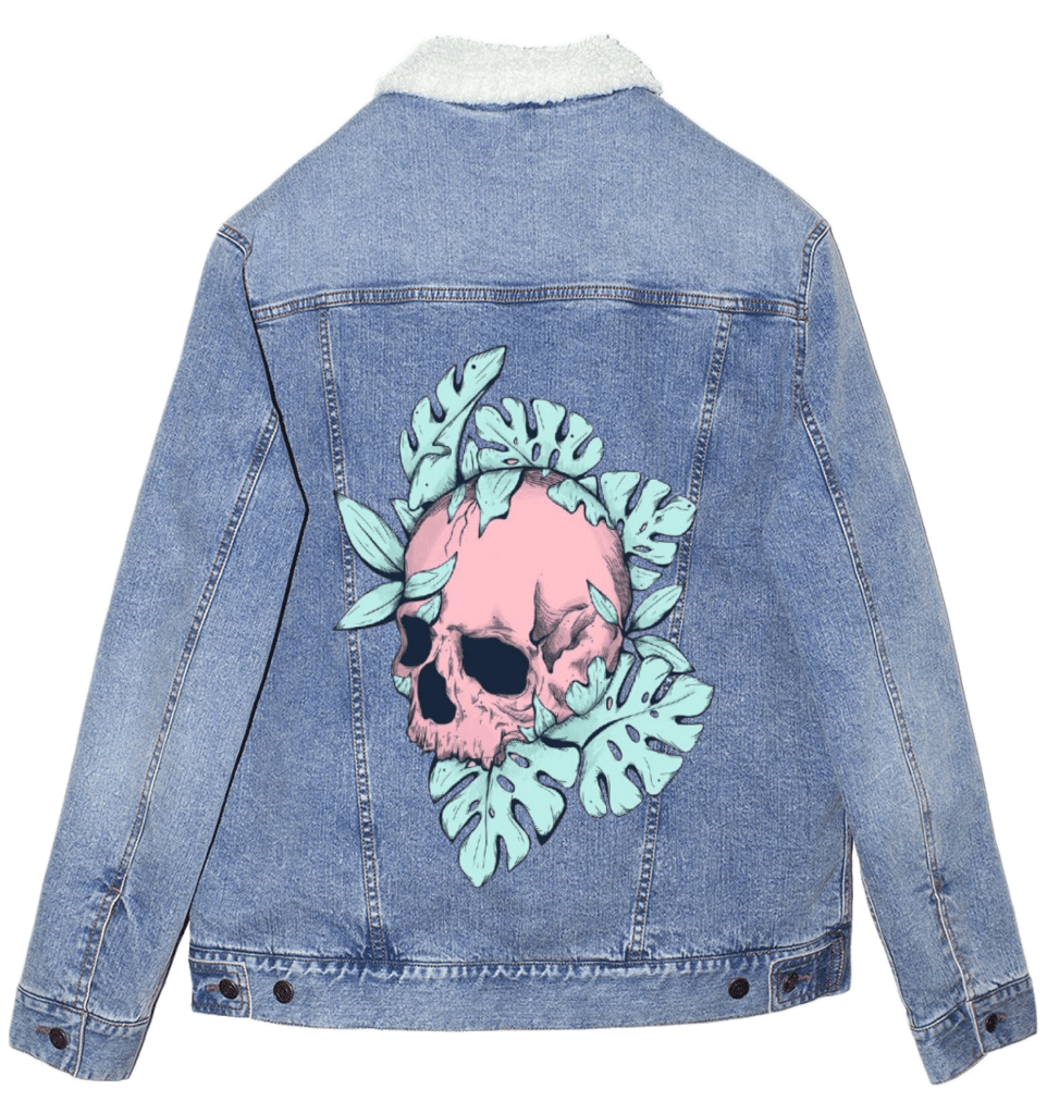 BOTANICAL SKULL by JESS ADAMS custom denim jacket by DenimINK