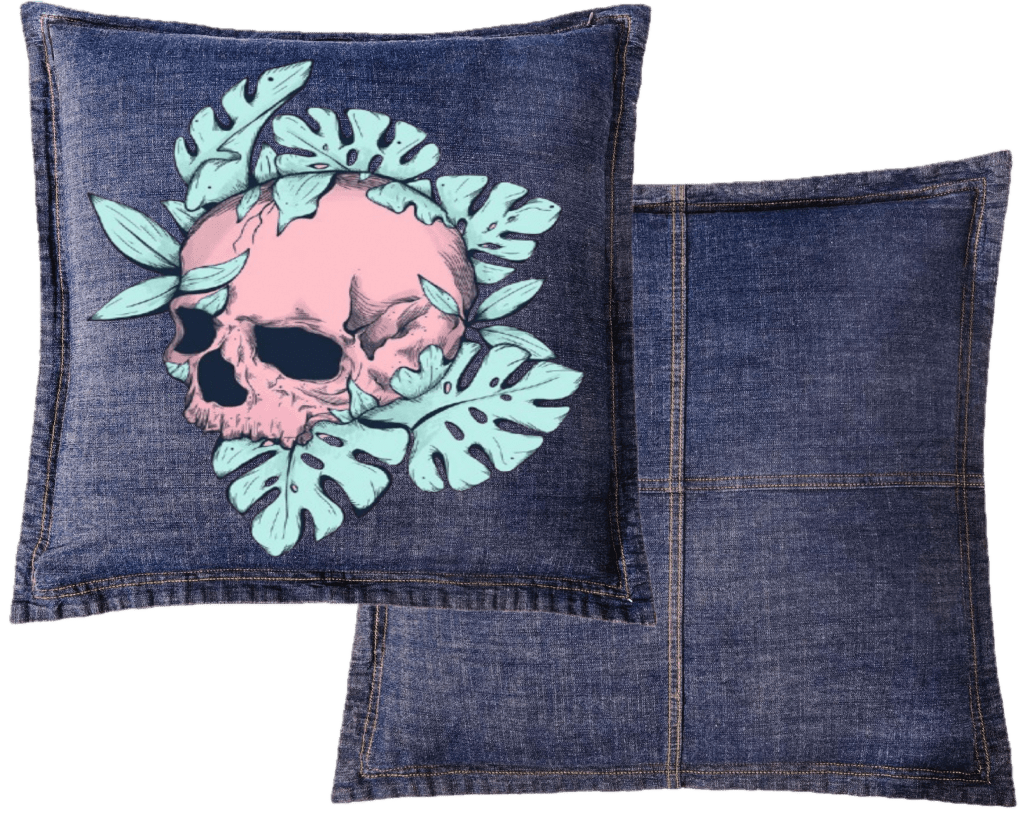 BOTANICAL SKULL by JESS ADAMS custom denim jacket by DenimINK