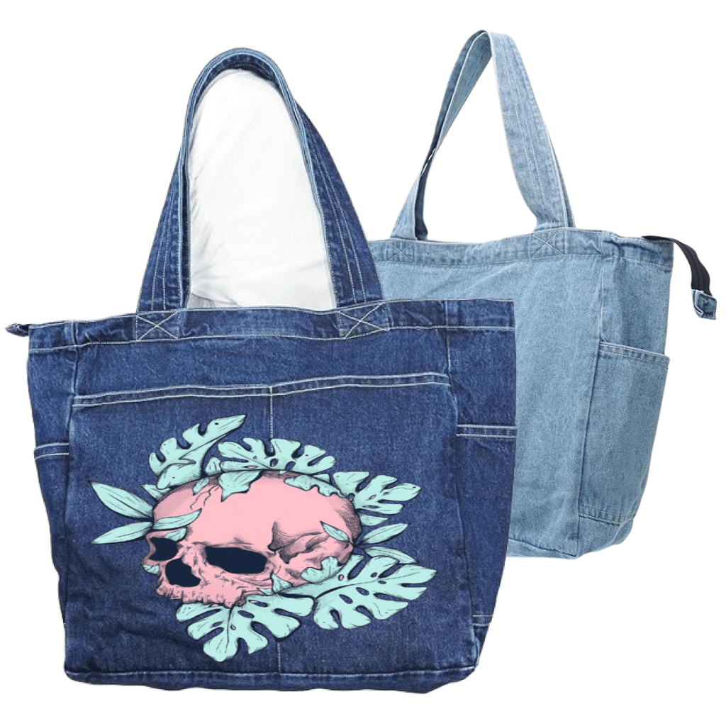 BOTANICAL SKULL by JESS ADAMS custom denim jacket by DenimINK