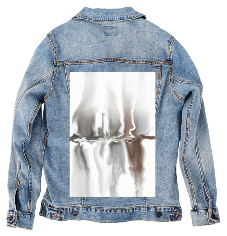 BROWN REFLECTION by RaMir DESIGNS, printed on denim jackets and other denim products: tote bags, throw pillows, table place mats, aprons