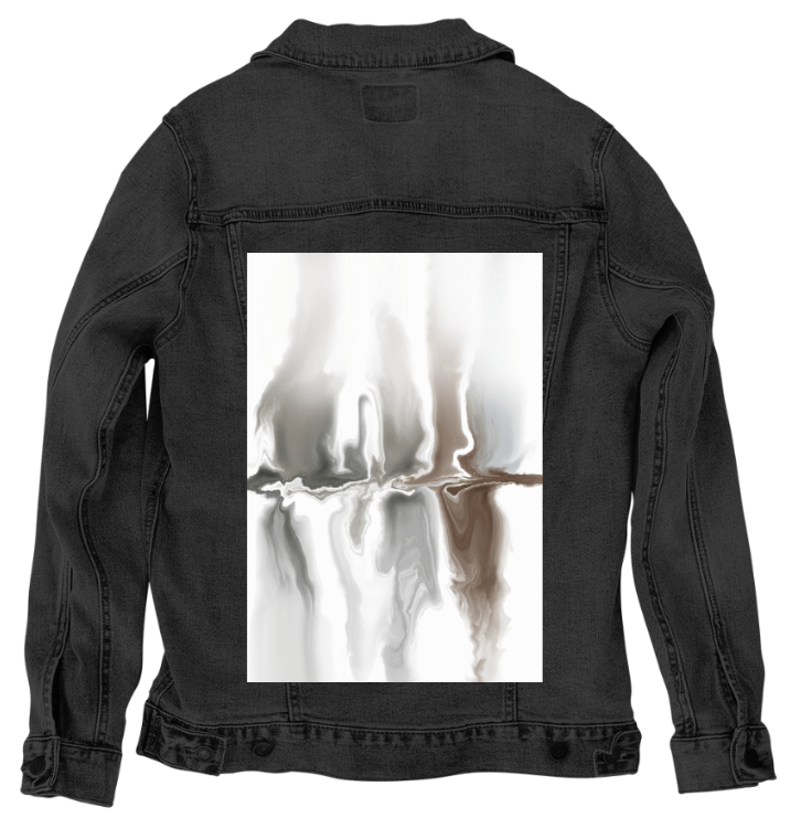 BROWN REFLECTION by RaMir DESIGNS, printed on denim jackets and other denim products: tote bags, throw pillows, table place mats, aprons