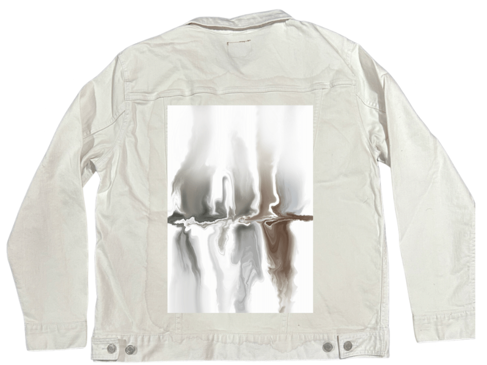 BROWN REFLECTION by RaMir DESIGNS, printed on denim jackets and other denim products: tote bags, throw pillows, table place mats, aprons