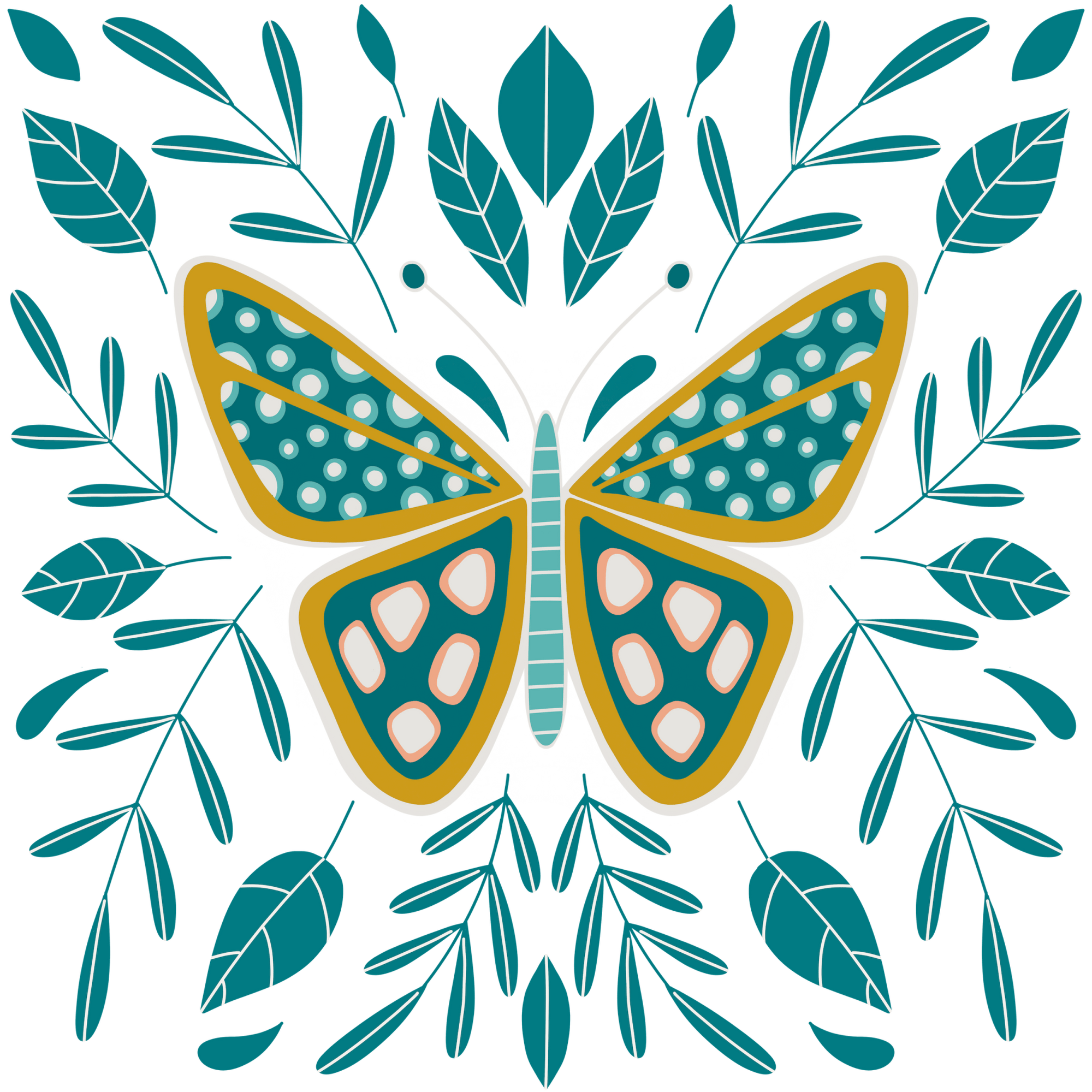 BUTTERFLY by HEND SHEHATA, printed on denim jackets and other denim products: tote bags, throw pillows, table place mats, aprons