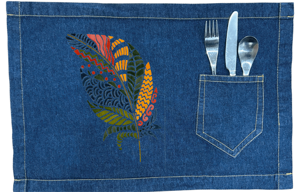 COLORFUL FEATHER by CANVAS and QUOTATIONS custom denim jacket by DenimINK