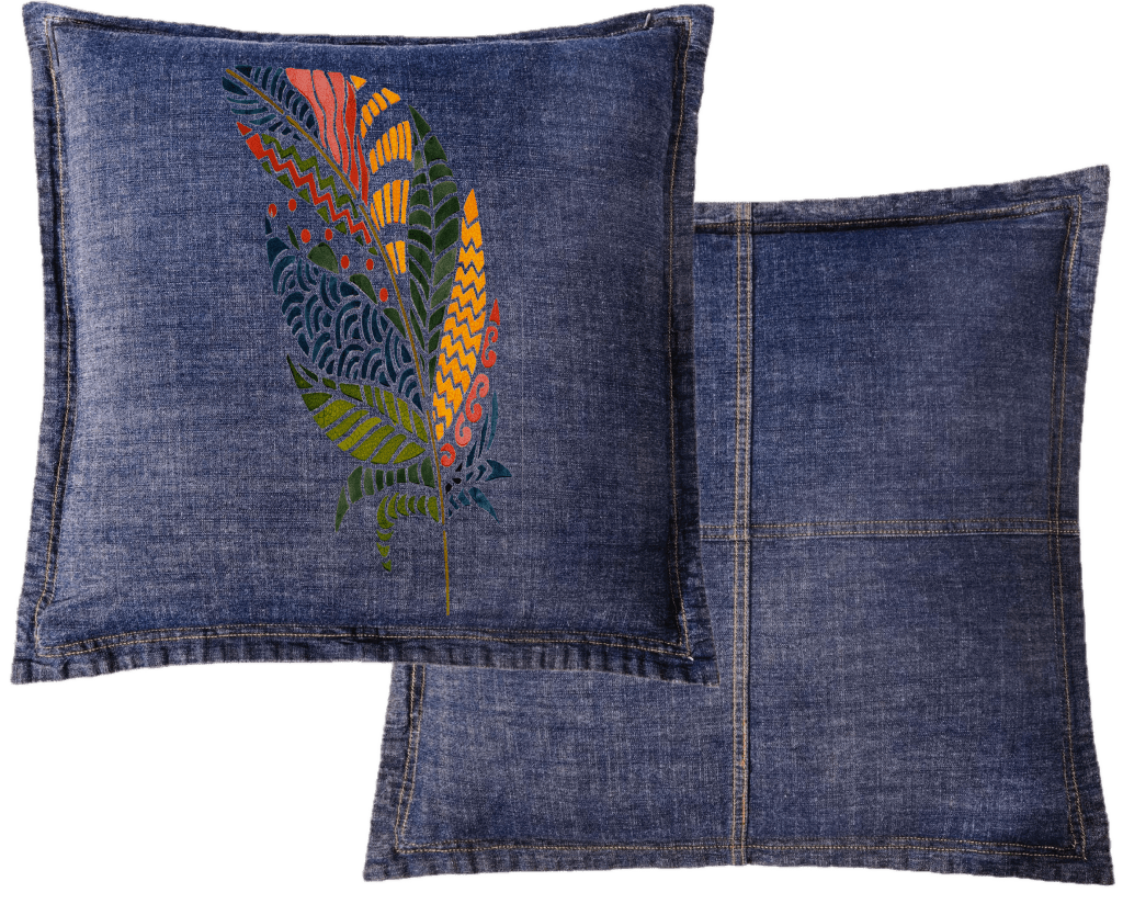 COLORFUL FEATHER by CANVAS and QUOTATIONS custom denim jacket by DenimINK