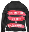 Customize &amp; Design your own Denim Jacket (hand-made) with 3 color choices of jacket: Stonewash, White, or Black. Unisex XS S M L XL 2X 3X. USA hand-crafted and USA digitally printed. Ships free within the USA &amp; also ships Internationally.