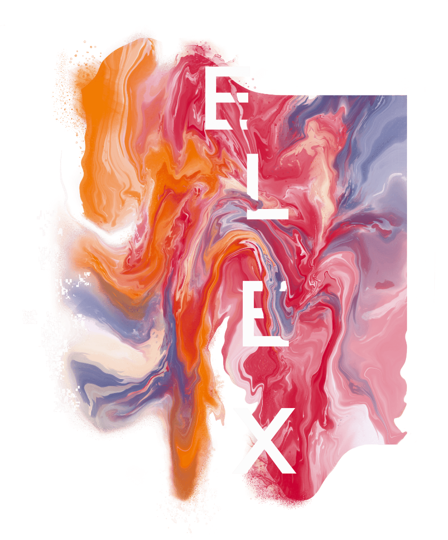 ELIX ABSTRACT by RaMir DESIGNS, printed on denim jackets and other denim products: tote bags, throw pillows, table place mats, aprons