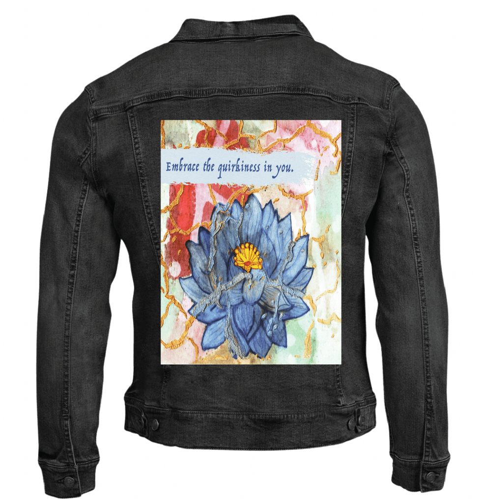EMBRACE YOURSELF by CANVAS and QUOTATIONS custom denim jacket by DenimINK