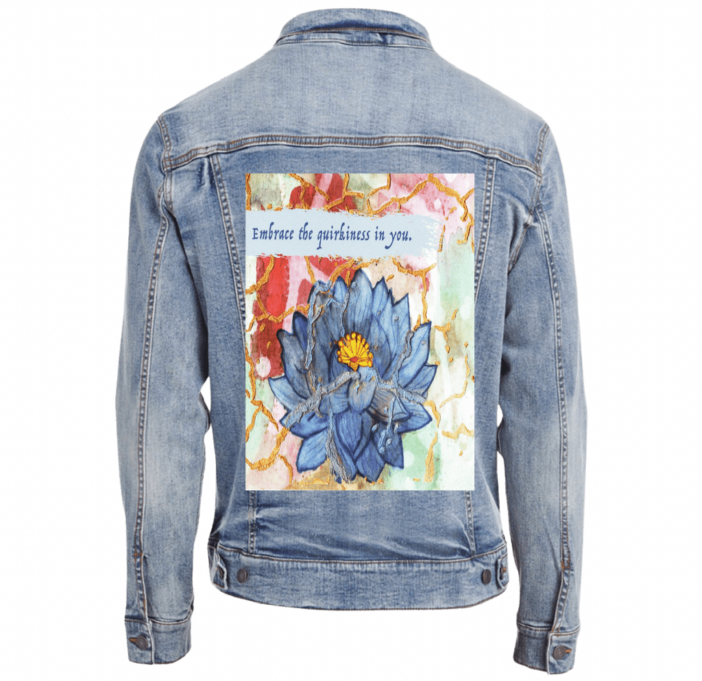EMBRACE YOURSELF by CANVAS and QUOTATIONS custom denim jacket by DenimINK