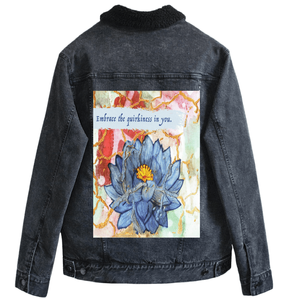 EMBRACE YOURSELF by CANVAS and QUOTATIONS custom denim jacket by DenimINK