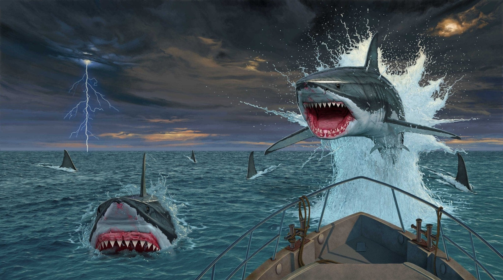 FISH OUT OF WATER2 by VINCENT HIE, printed on denim jackets and other denim products: tote bags, throw pillows, table place mats, aprons