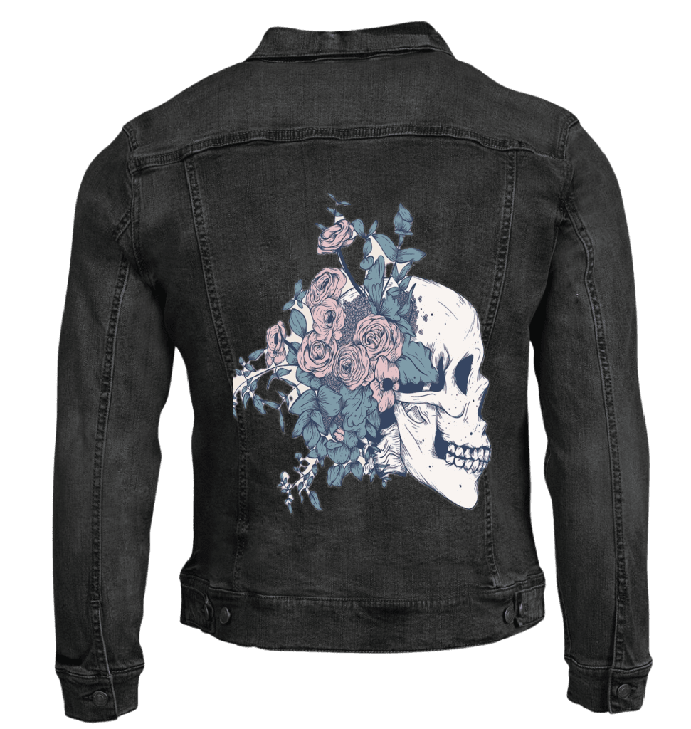 FLORAL SKULL BEAUTY by JESS ADAMS custom denim jacket by DenimINK
