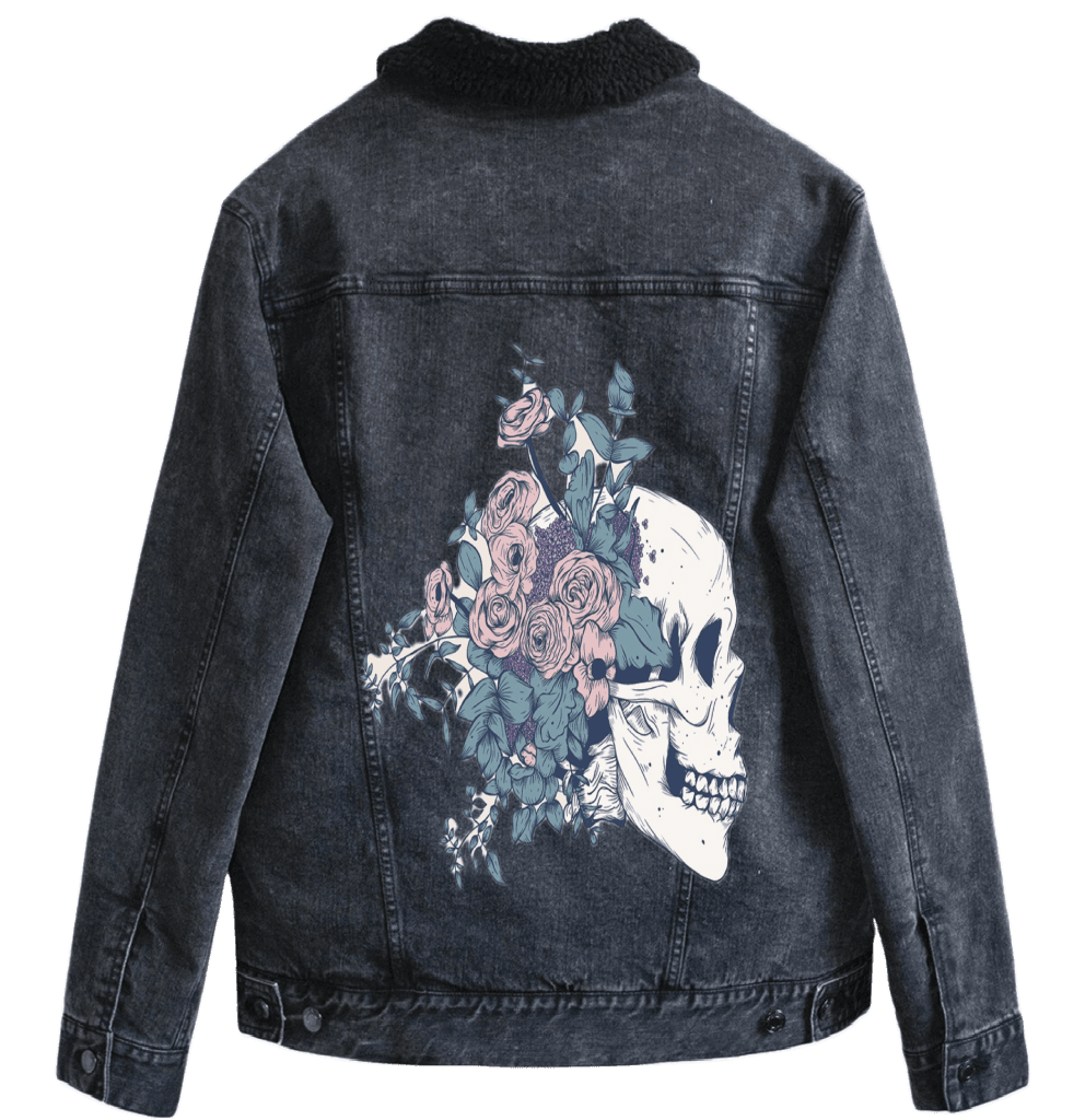 FLORAL SKULL BEAUTY by JESS ADAMS custom denim jacket by DenimINK