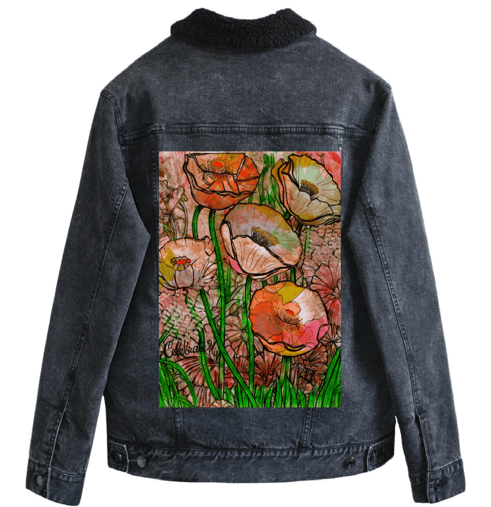 FLOWER GARDEN by CANVAS and QUOTATIONS custom denim jacket by DenimINK
