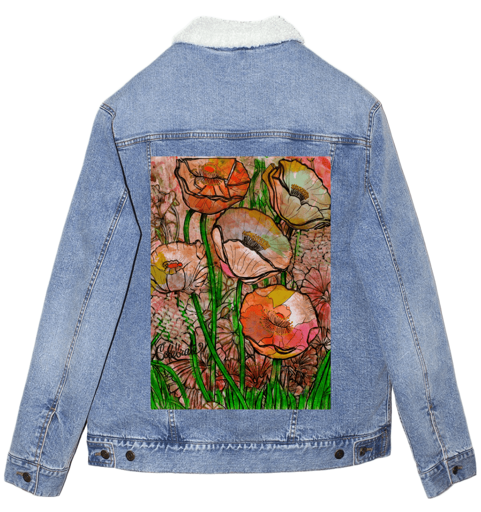 FLOWER GARDEN by CANVAS and QUOTATIONS custom denim jacket by DenimINK