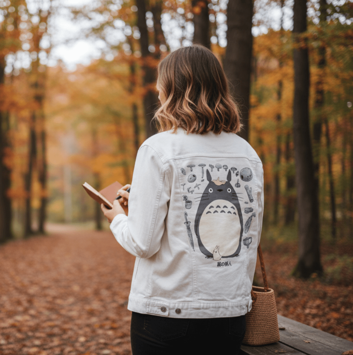 FOREST TROLL by PEPE RODRIGUEZ aka PPMID, digitally printed on DENIM products: throw pillows, aprons, table place mats, and hand-crafted Unisex Denim Jackets in 3 color choices