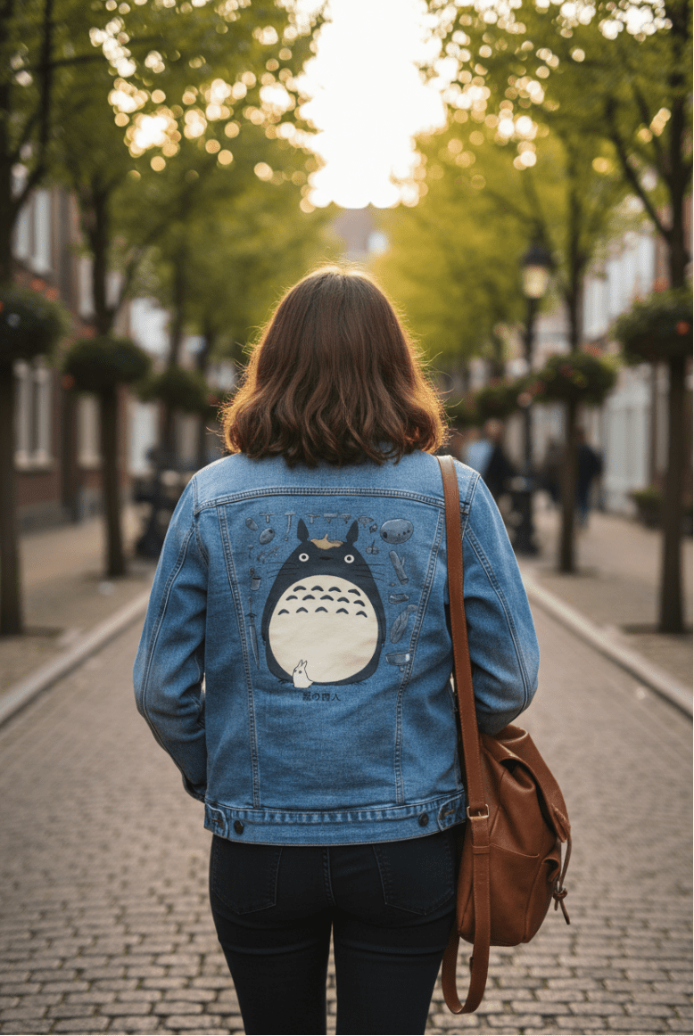 FOREST TROLL by PEPE RODRIGUEZ aka PPMID, digitally printed on DENIM products: throw pillows, aprons, table place mats, and hand-crafted Unisex Denim Jackets in 3 color choices