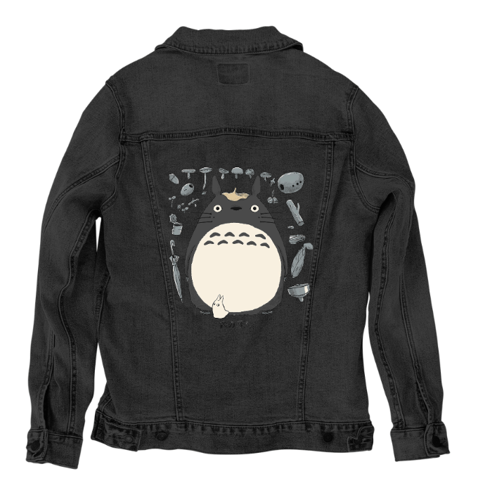 FOREST TROLL by PEPE RODRIGUEZ aka PPMID, digitally printed on DENIM products: throw pillows, aprons, table place mats, and hand-crafted Unisex Denim Jackets in 3 color choices