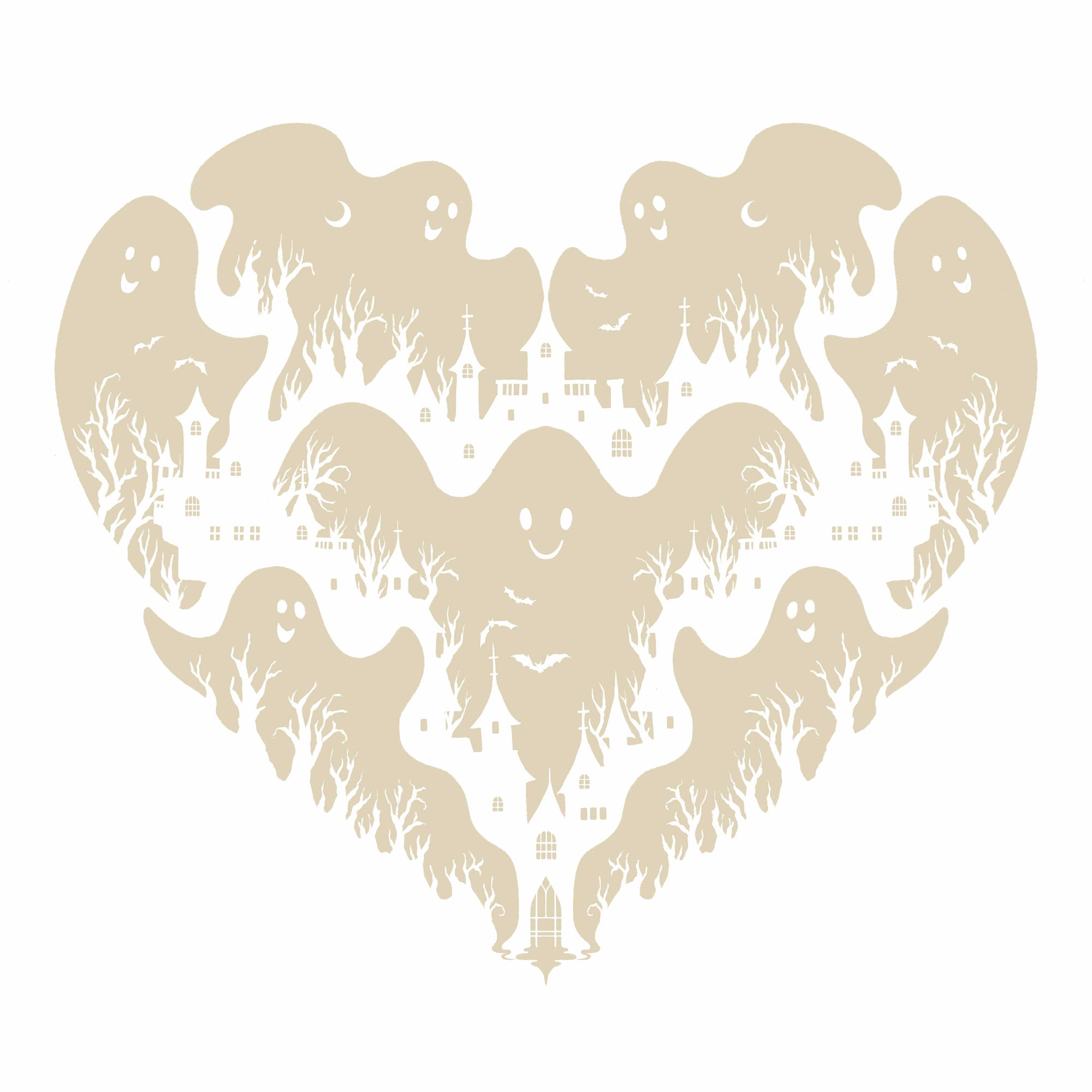 GHOST CASTLE by EPISODIC DRAWING, digitally printed on DENIM products: throw pillows, aprons, table place mats, and hand-made Unisex Denim Jackets in 3 color choices