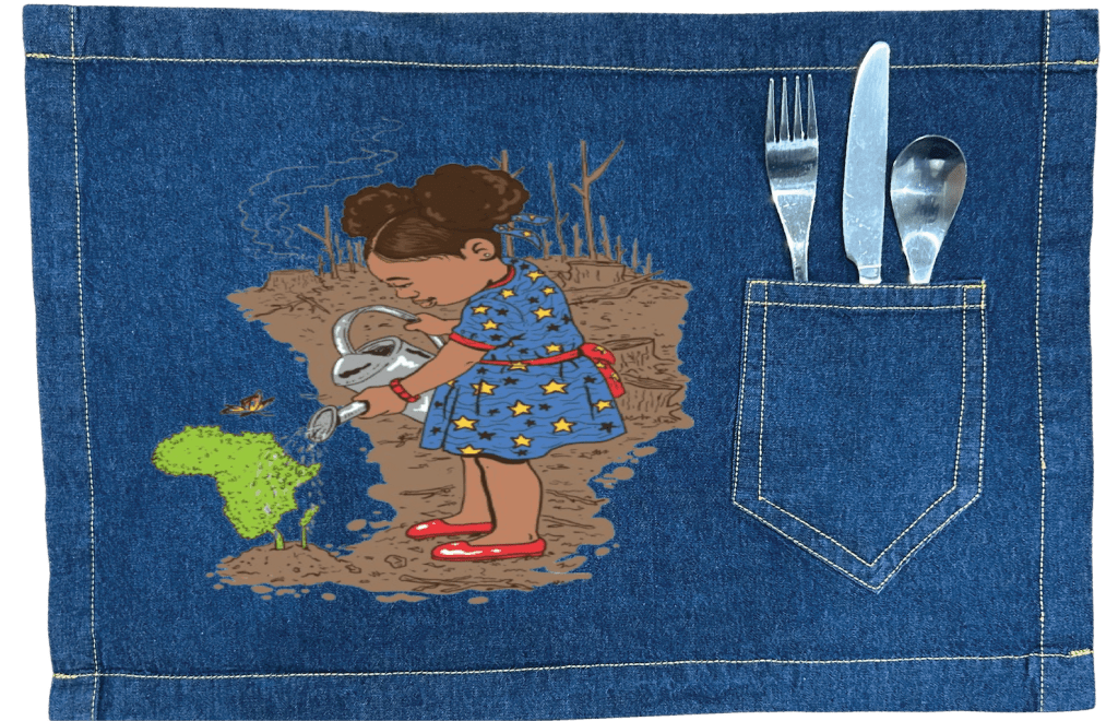 GIRL WATERING by THE NYGERIANS custom denim jacket by DenimINK