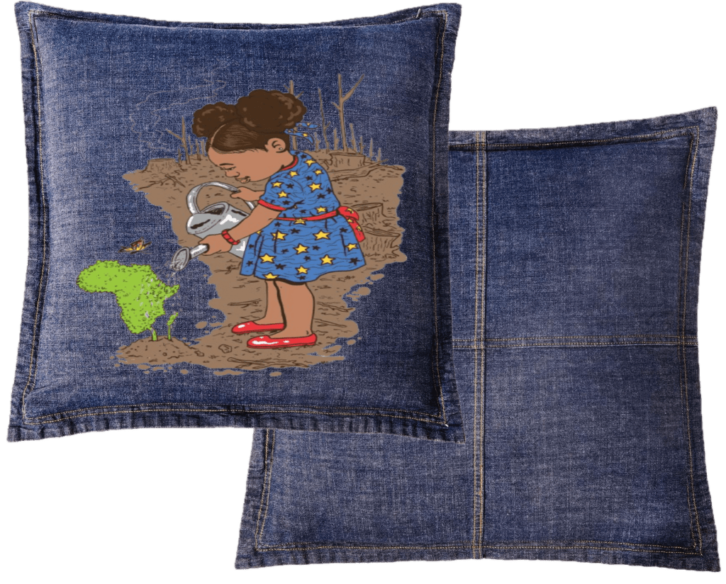 GIRL WATERING by THE NYGERIANS custom denim jacket by DenimINK