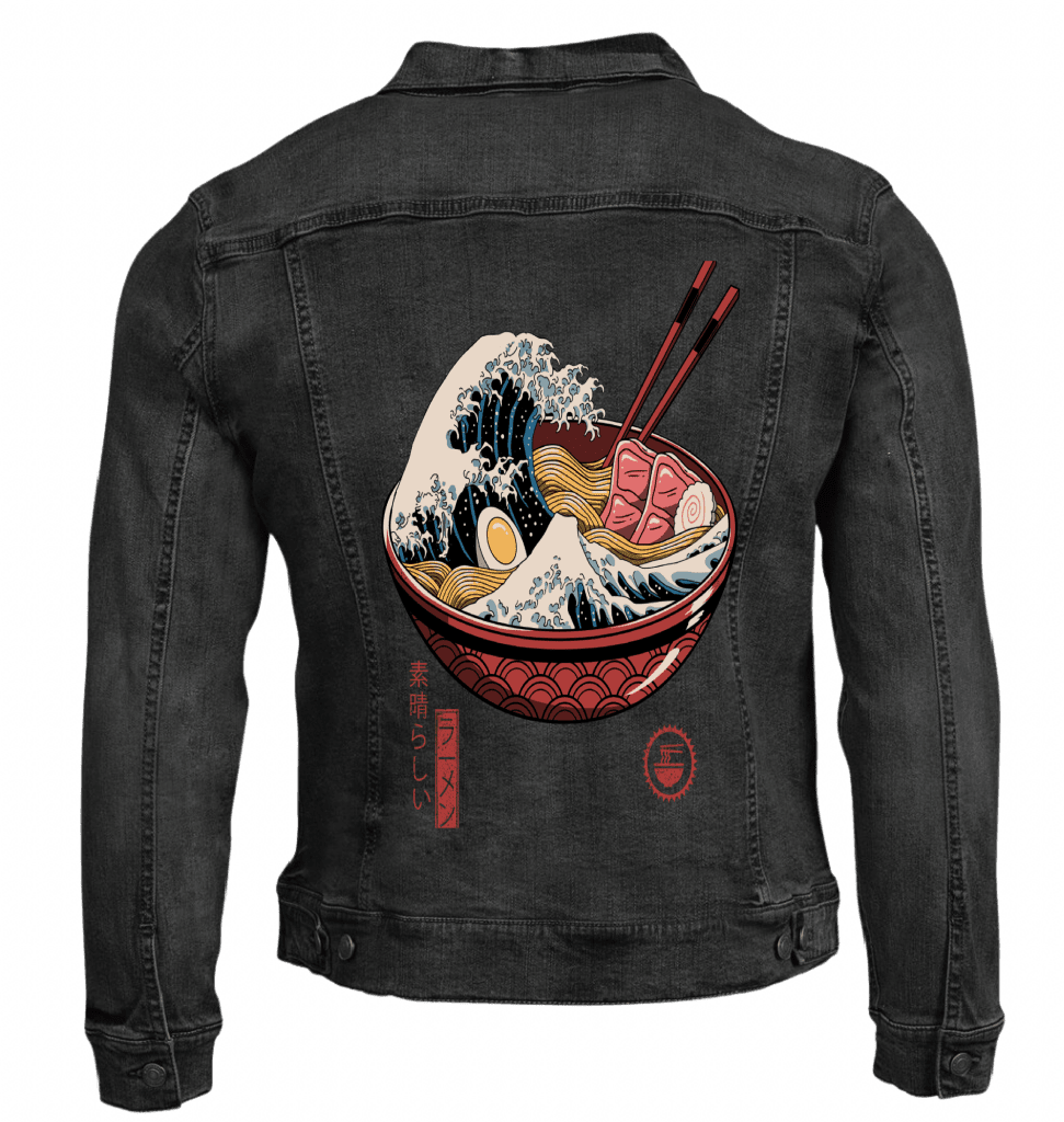 GREAT RAMEN WAVE by VINCENT TRINID custom denim jacket by DenimINK