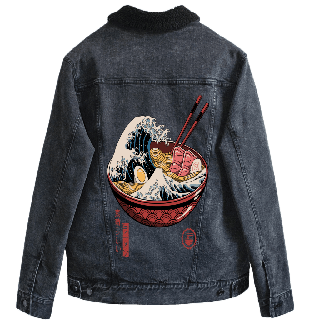 GREAT RAMEN WAVE by VINCENT TRINID custom denim jacket by DenimINK