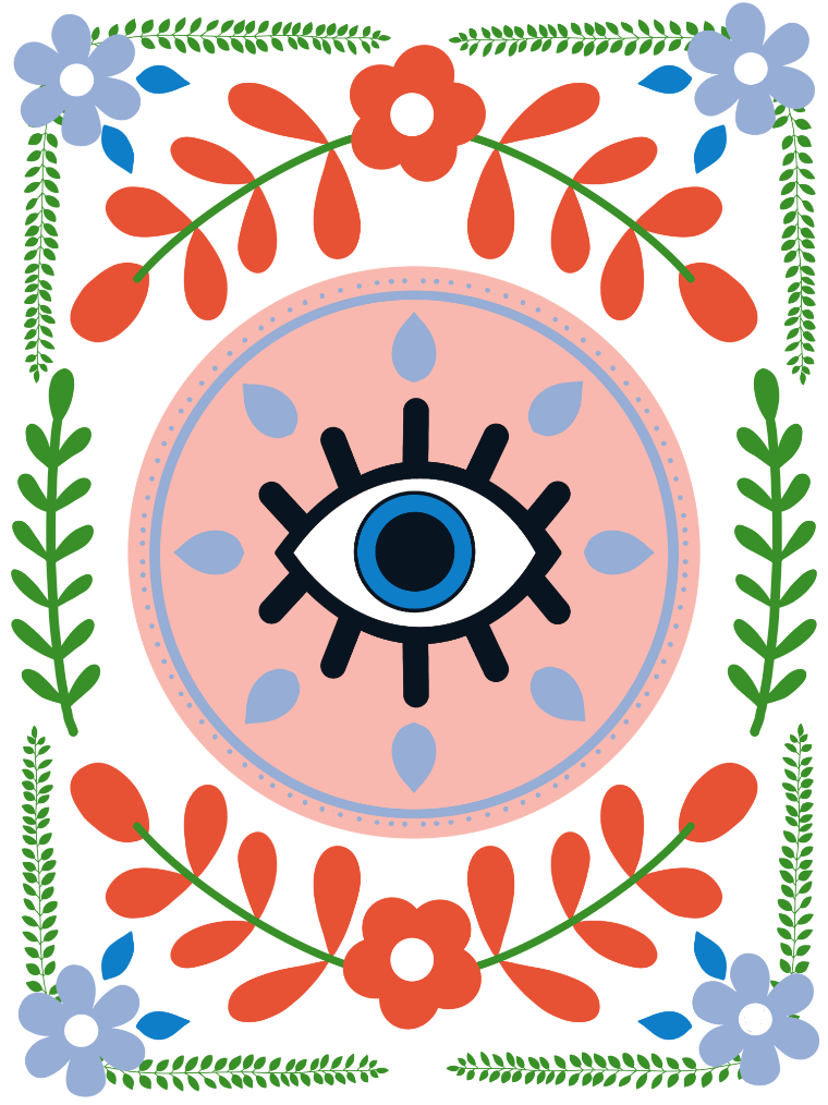 GUARDED by HEND SHEHATA, printed on denim jackets and other denim products: tote bags, throw pillows, table place mats, aprons