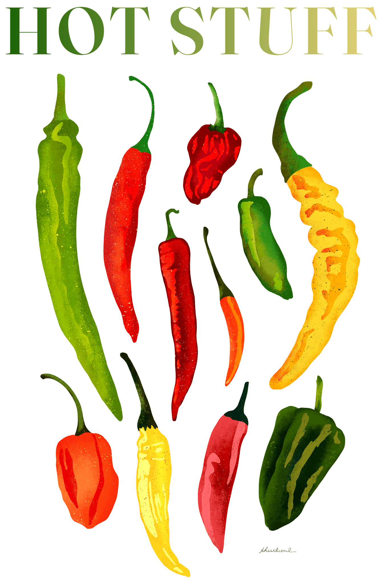 HOT STUFF by thearticsoul, printed on denim jackets and other denim products: tote bags, throw pillows, table place mats, aprons