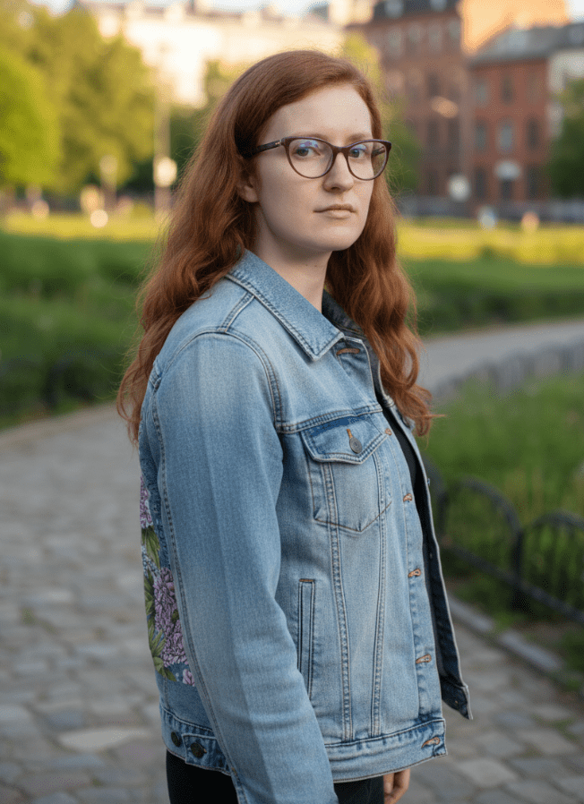 MASTER by KITSCH AND CURATE, printed on denim jackets and other denim products: tote bags, throw pillows, table place mats, aprons