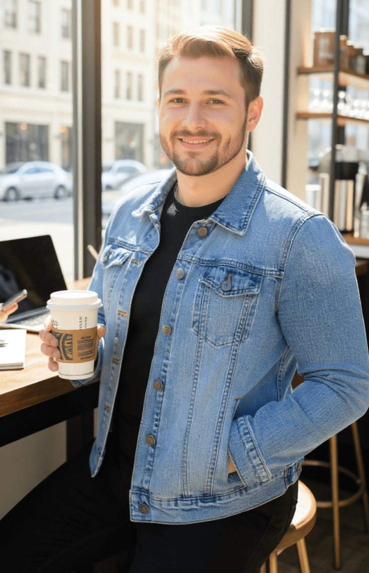 MASTER by KITSCH AND CURATE, printed on denim jackets and other denim products: tote bags, throw pillows, table place mats, aprons