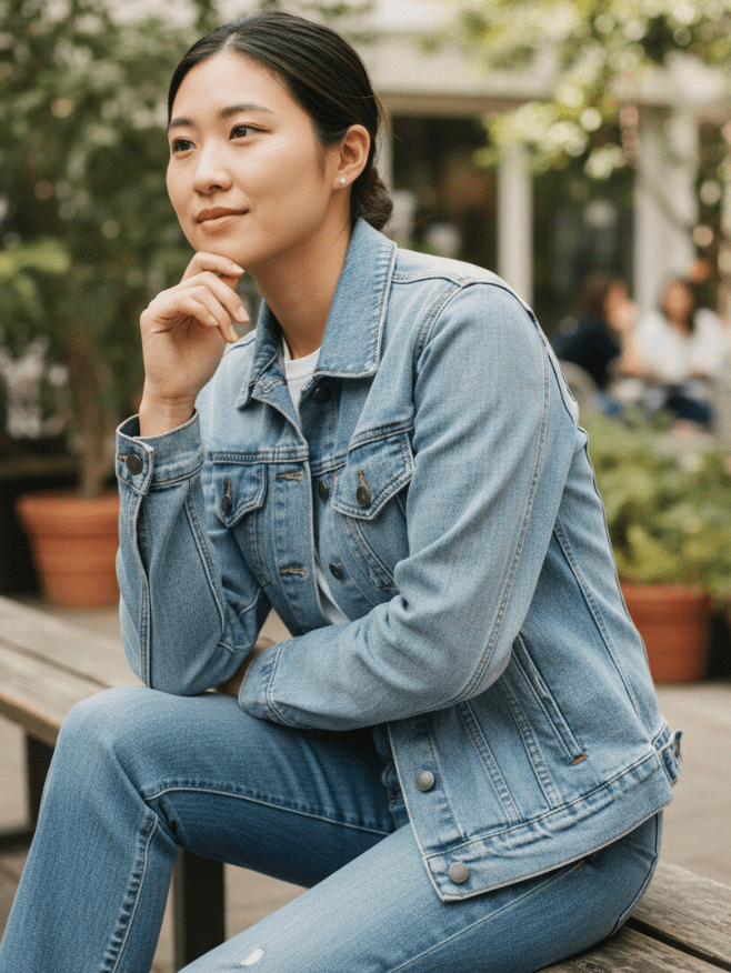 MASTER by KITSCH AND CURATE, printed on denim jackets and other denim products: tote bags, throw pillows, table place mats, aprons