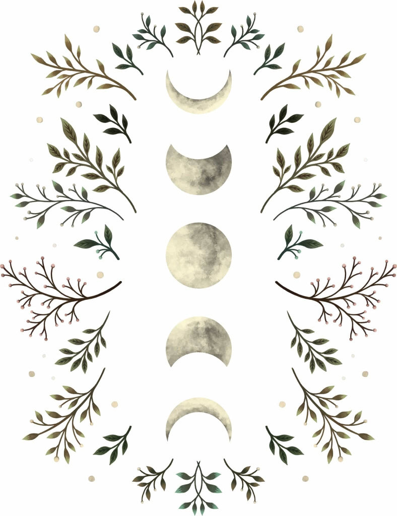 MOONLIGHT GARDEN OLIVE by EPISODIC DRAWING, printed on denim jackets and other denim products: tote bags, throw pillows, table place mats, aprons