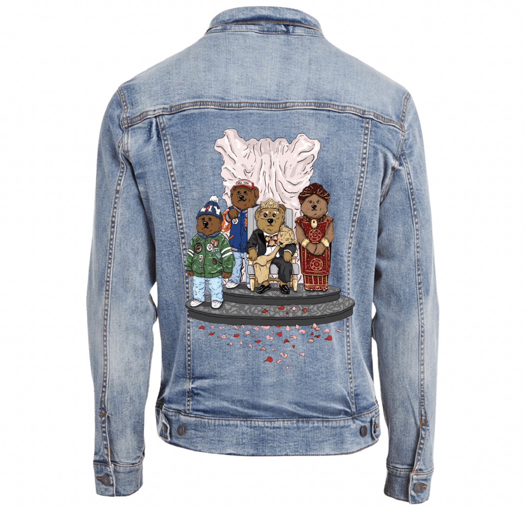 MOVING TO AMERICA, by THE NYGERIANS custom denim jacket by DenimINK
