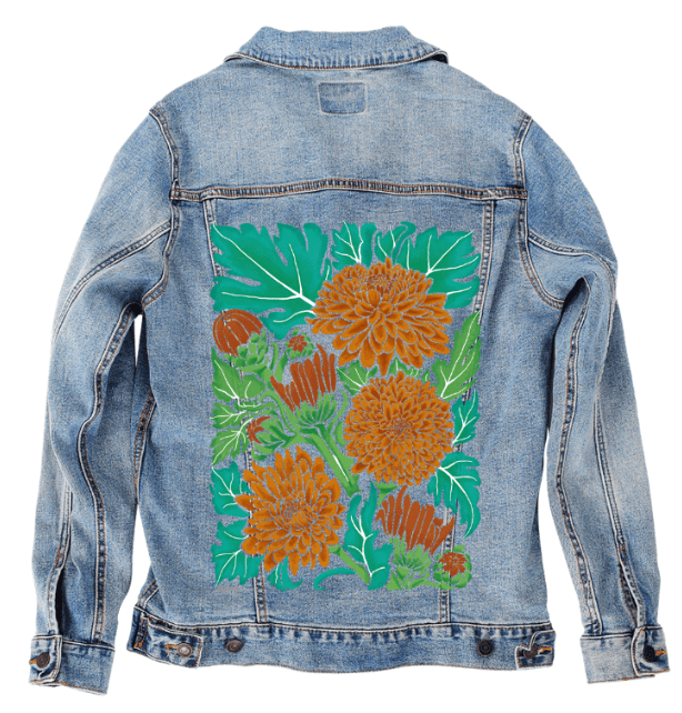 MUMS ALL NoBG by KITSCH AND CURATE, printed on denim jackets and other denim products: tote bags, throw pillows, table place mats, aprons