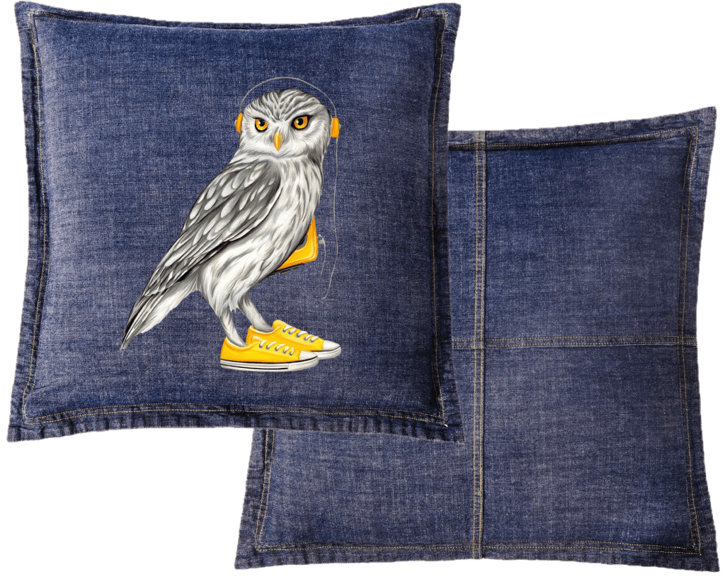 OWL WEARING CONVERSE SHOES by Amélie Legault custom denim jacket by DenimINK