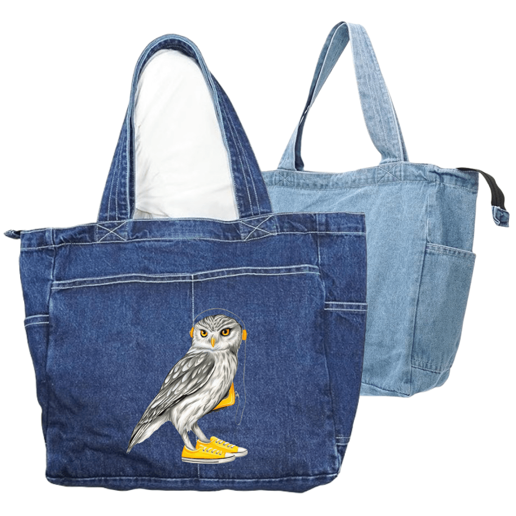 OWL WEARING CONVERSE SHOES by Amélie Legault custom denim jacket by DenimINK