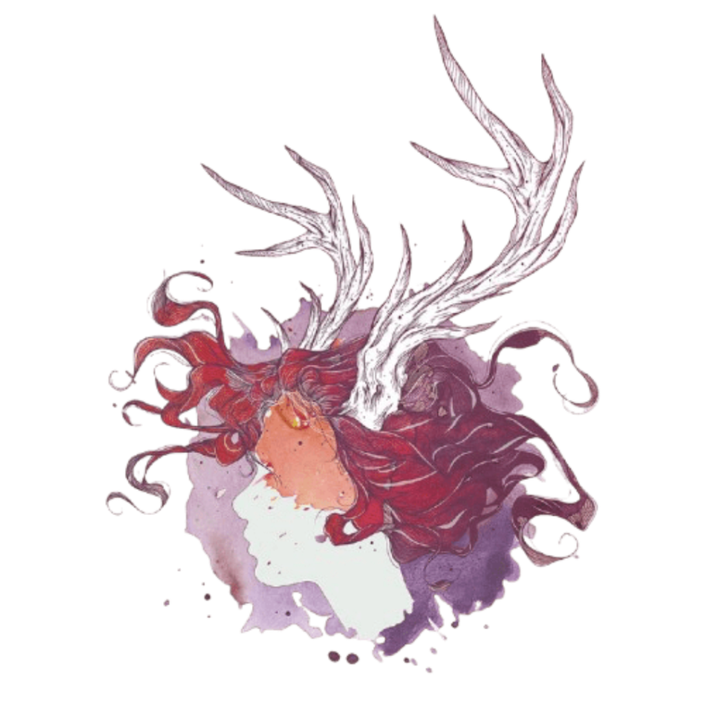 PAGAN QUEEN by JESS ADAMS, digitally printed on DENIM products: throw pillows, aprons, table place mats, and hand-crafted Unisex Denim Jackets in 3 color choices