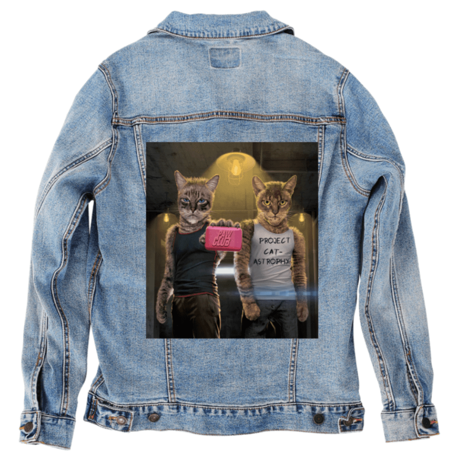 PAW CLUB by VINCENT HIE, printed on denim jackets and other denim products: tote bags, throw pillows, table place mats, aprons