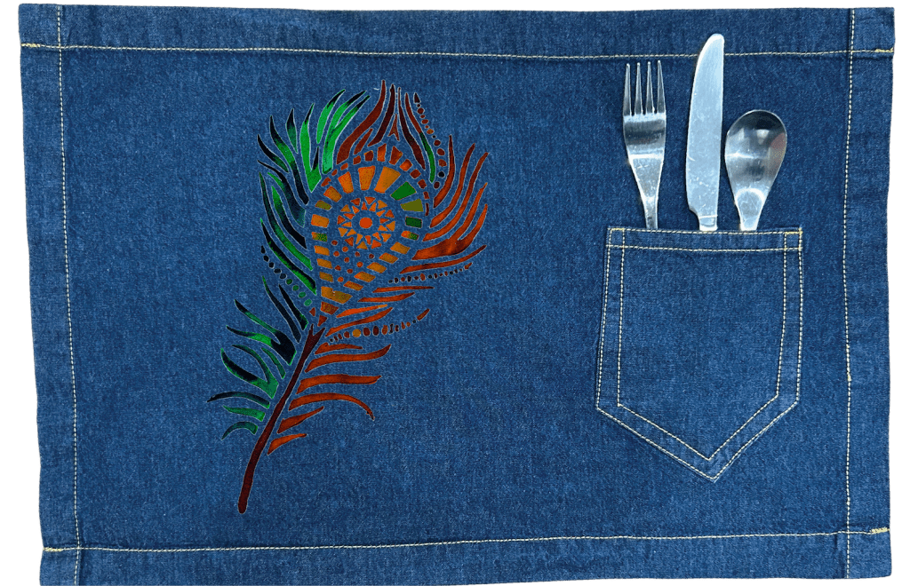 PEACOCK FEATHER by CANVAS and QUOTATIONS custom denim jacket by DenimINK