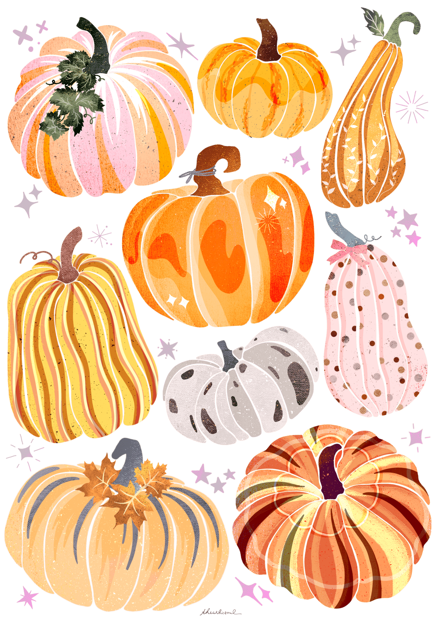 PUMPKINS GALORE by thearticsoul, printed on denim jackets and other denim products: tote bags, throw pillows, table place mats, aprons
